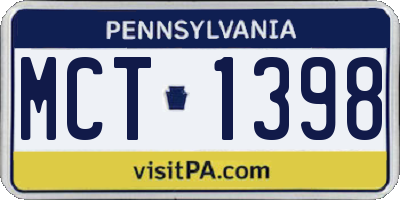 PA license plate MCT1398