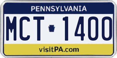 PA license plate MCT1400