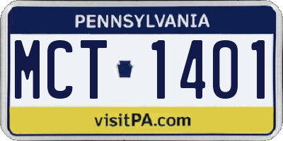 PA license plate MCT1401