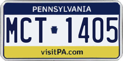 PA license plate MCT1405