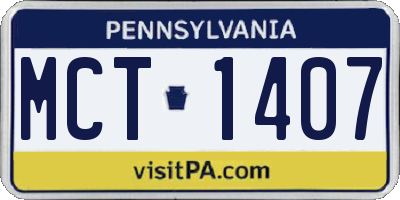 PA license plate MCT1407