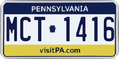 PA license plate MCT1416