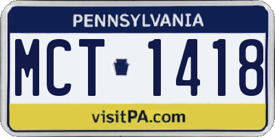 PA license plate MCT1418