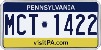 PA license plate MCT1422