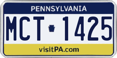 PA license plate MCT1425