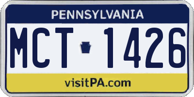 PA license plate MCT1426