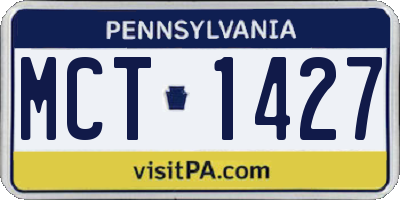 PA license plate MCT1427