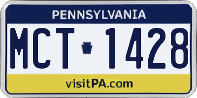 PA license plate MCT1428