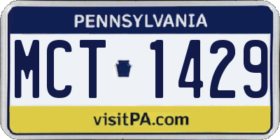 PA license plate MCT1429