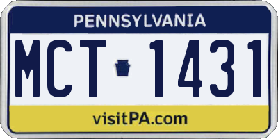 PA license plate MCT1431