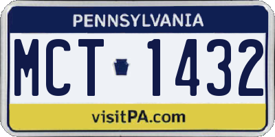 PA license plate MCT1432