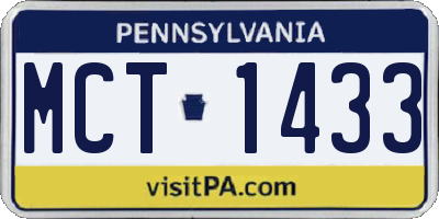 PA license plate MCT1433