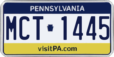 PA license plate MCT1445