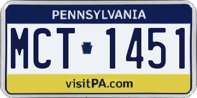 PA license plate MCT1451