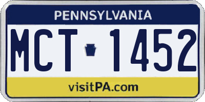 PA license plate MCT1452
