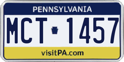 PA license plate MCT1457