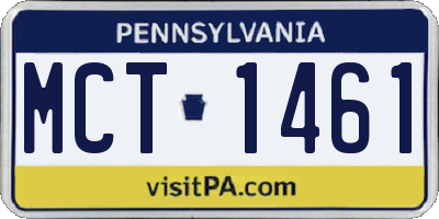 PA license plate MCT1461