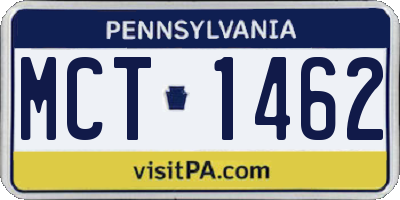 PA license plate MCT1462