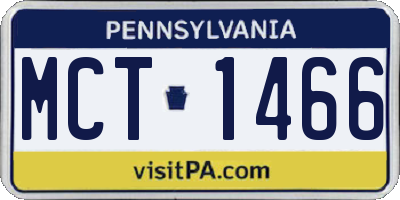 PA license plate MCT1466