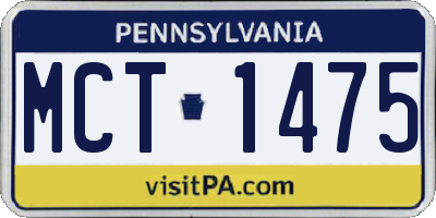 PA license plate MCT1475