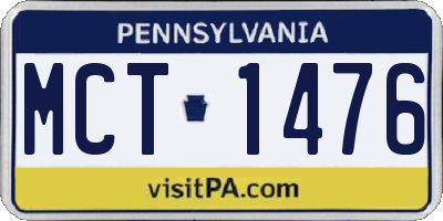 PA license plate MCT1476