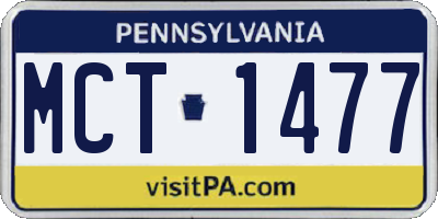 PA license plate MCT1477