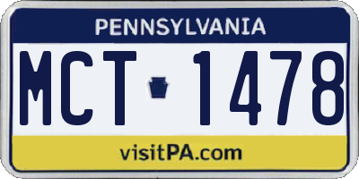 PA license plate MCT1478