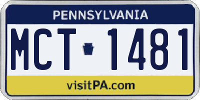 PA license plate MCT1481