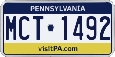 PA license plate MCT1492