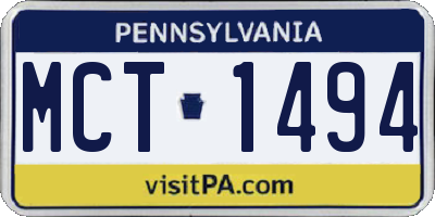PA license plate MCT1494