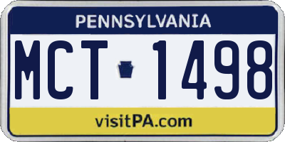 PA license plate MCT1498