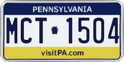 PA license plate MCT1504