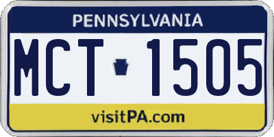 PA license plate MCT1505