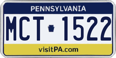 PA license plate MCT1522