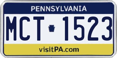 PA license plate MCT1523