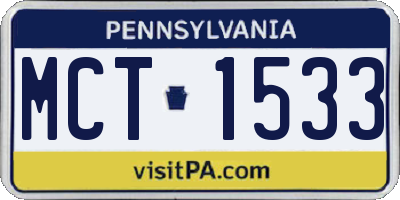 PA license plate MCT1533