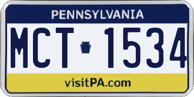 PA license plate MCT1534