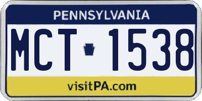 PA license plate MCT1538