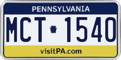 PA license plate MCT1540