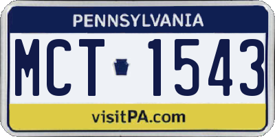 PA license plate MCT1543