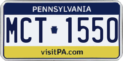 PA license plate MCT1550