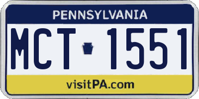 PA license plate MCT1551