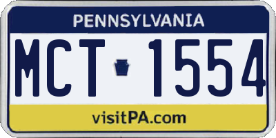 PA license plate MCT1554