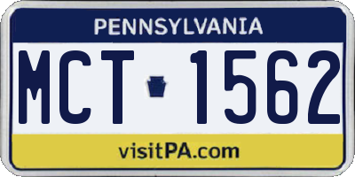 PA license plate MCT1562