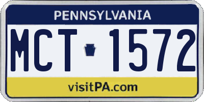 PA license plate MCT1572