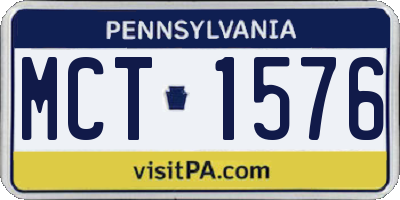 PA license plate MCT1576