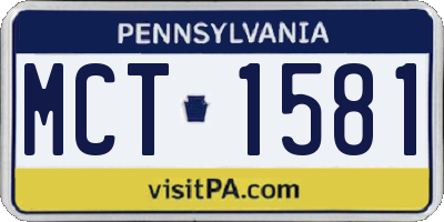 PA license plate MCT1581