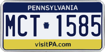 PA license plate MCT1585