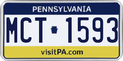 PA license plate MCT1593