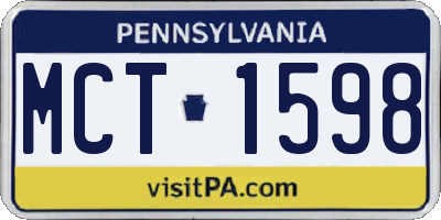 PA license plate MCT1598